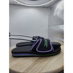 Brooks Womens Slide Sandals Adjustable Black and Purple Size